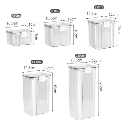 Alb3rt & Co. White Cover / 460ML / 1 Piece 5Pcs Sealed Jars Kitchen Grain Storage Organizer Large Tank Plastic Moisture-proof Storage Box Household Seasoning Jars Set