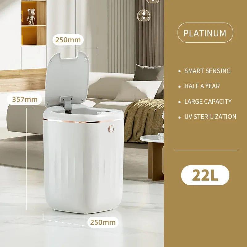 Alb3rt & Co. 22L White / Battery Smart Trash Can UV Light Induction