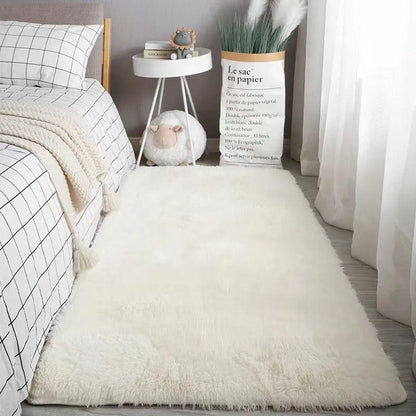 Alb3rt & Co. 01 white / 60cmx160cm Soft Shaggy Bedside Rug Carpet