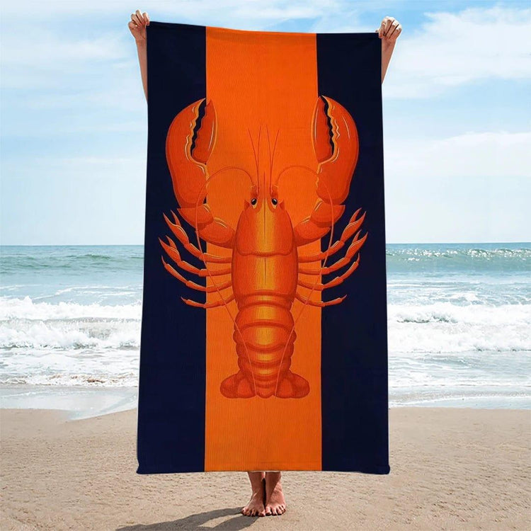 Alb3rt & Co. Ocean Life Big Lobster Printed Beach Towel Beach Cushion Mat Soft Microfiber Quick Dry Absorbent Bath Towel Bathroom Accessories