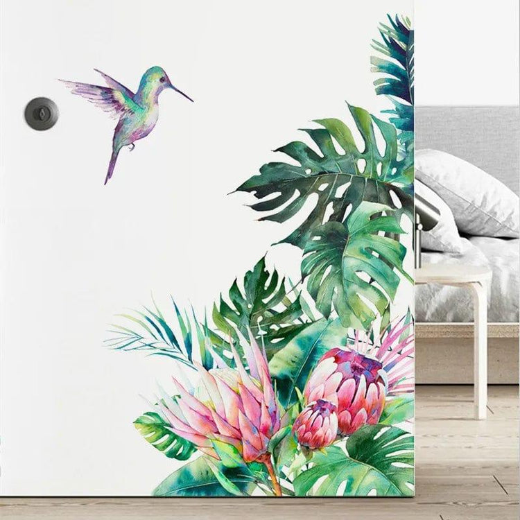 Alb3rt & Co. Tropical Leaves Flowers Bird Wall Stickers Bedroom Living Room Decoration Mural Decals Plants Wall Paper Home Decor