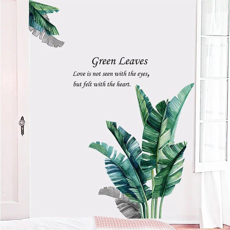 Alb3rt & Co. FX-D52 / United Kingdom Tropical Leaves Flowers Bird Wall Stickers Bedroom Living Room Decoration Mural Decals Plants Wall Paper Home Decor