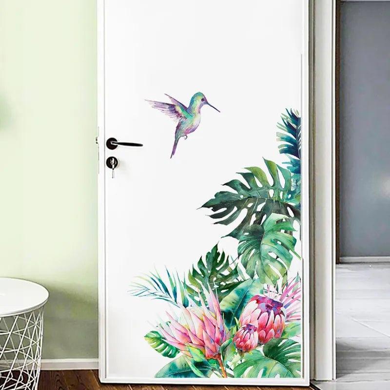 Alb3rt & Co. FX-D10 / United Kingdom Tropical Leaves Flowers Bird Wall Stickers Bedroom Living Room Decoration Mural Decals Plants Wall Paper Home Decor