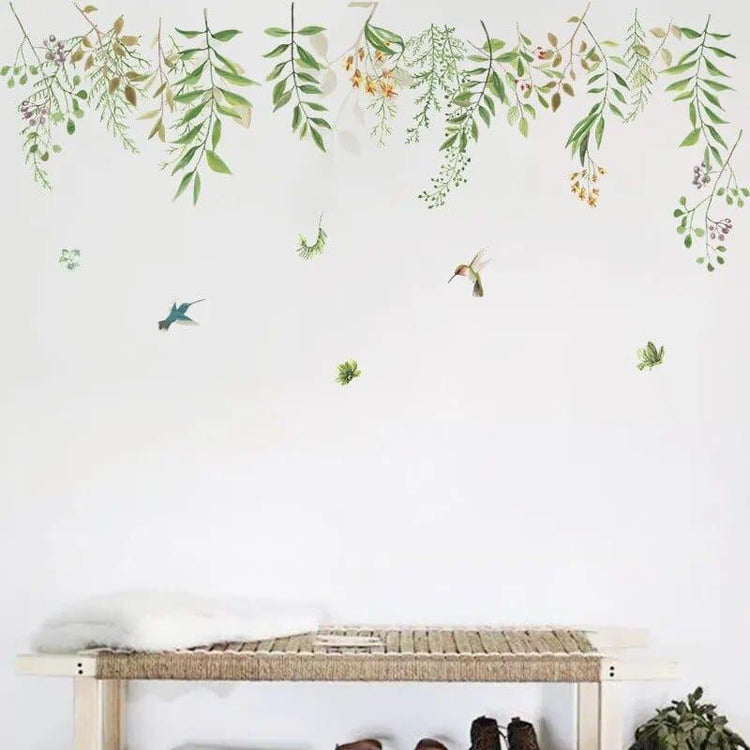 Alb3rt & Co. Tropical Leaves Flowers Bird Wall Stickers Bedroom Living Room Decoration Mural Decals Plants Wall Paper Home Decor