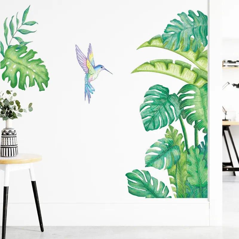 Alb3rt & Co. Tropical Leaves Flowers Bird Wall Stickers Bedroom Living Room Decoration Mural Decals Plants Wall Paper Home Decor