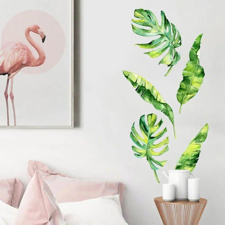 Alb3rt & Co. Tropical Leaves Flowers Bird Wall Stickers Bedroom Living Room Decoration Mural Decals Plants Wall Paper Home Decor