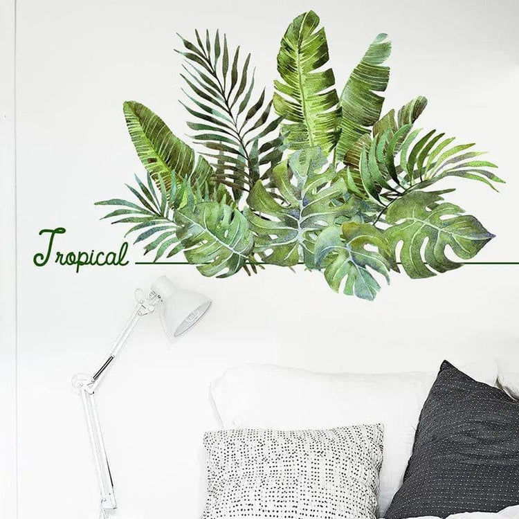 Alb3rt & Co. FX-D23 / United Kingdom Tropical Leaves Flowers Bird Wall Stickers Bedroom Living Room Decoration Mural Decals Plants Wall Paper Home Decor